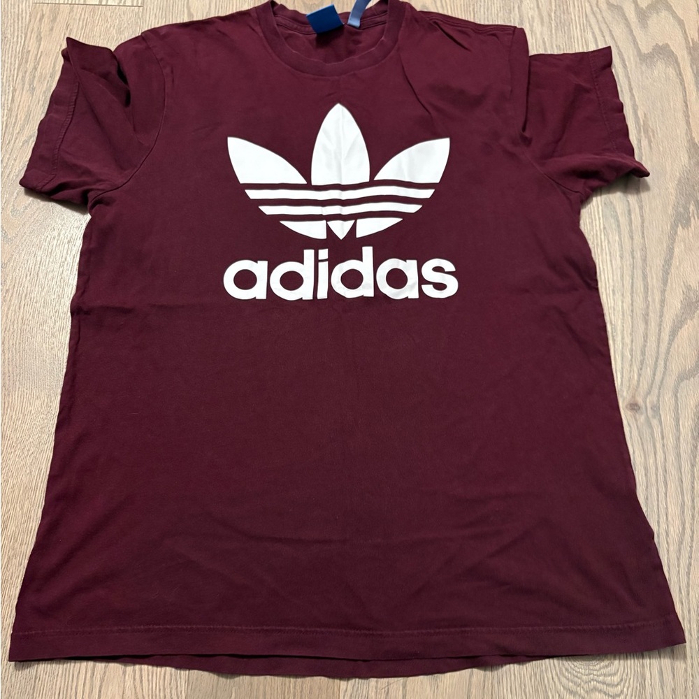 Adidas Red and White Short Sleeve Tee